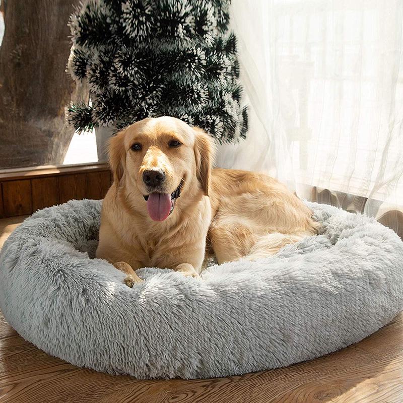 Vivolux | Runder Plüsch Beruhigender Donut Hundebett für kleine bis große Hunde