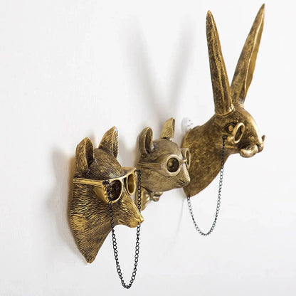 Vivolux | Antik Bronze Harz Tier Anhänger Goldenes Reh Kopf Wand Lagerhaken Hintergrund Wand Zubehör Dekorative Figuren
