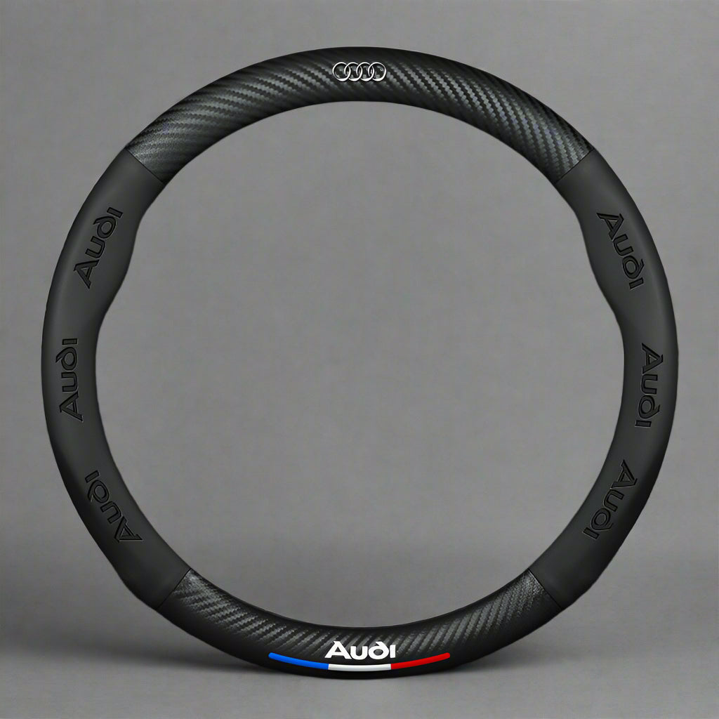 Anti-Rutsch 3D Prägung Kohlefaser Leder Auto Lenkradbezug Universelle Passform