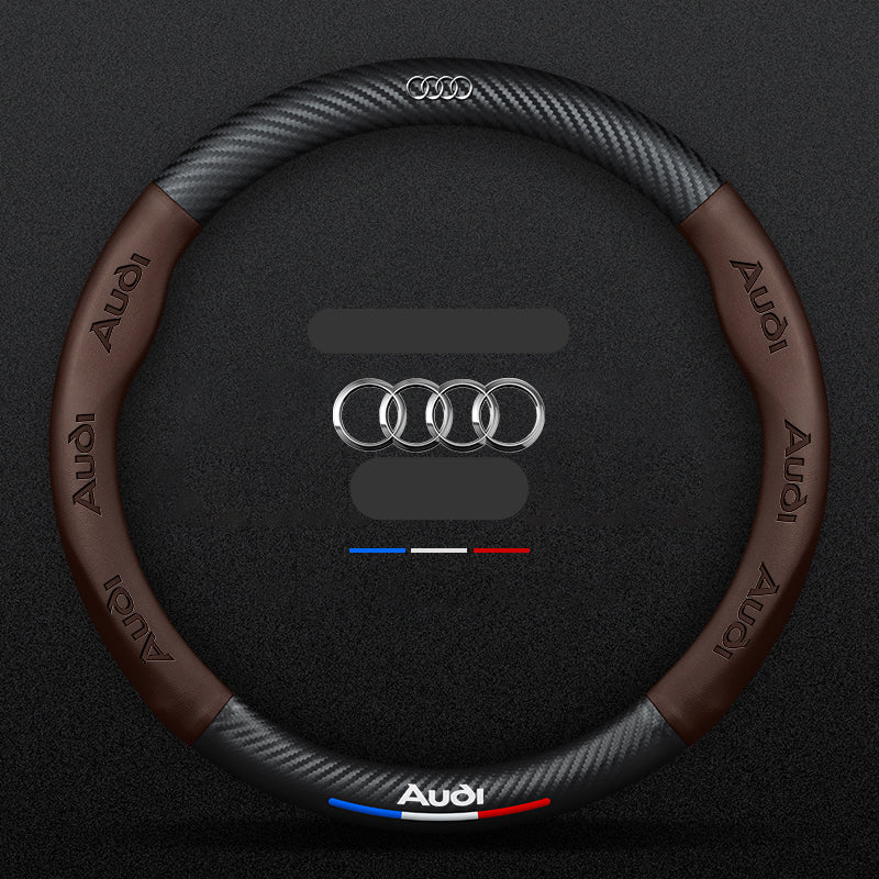 Anti-Rutsch 3D Prägung Kohlefaser Leder Auto Lenkradbezug Universelle Passform