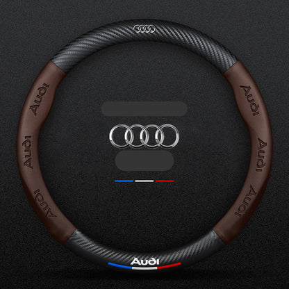 Anti-Rutsch 3D Prägung Kohlefaser Leder Auto Lenkradbezug Universelle Passform