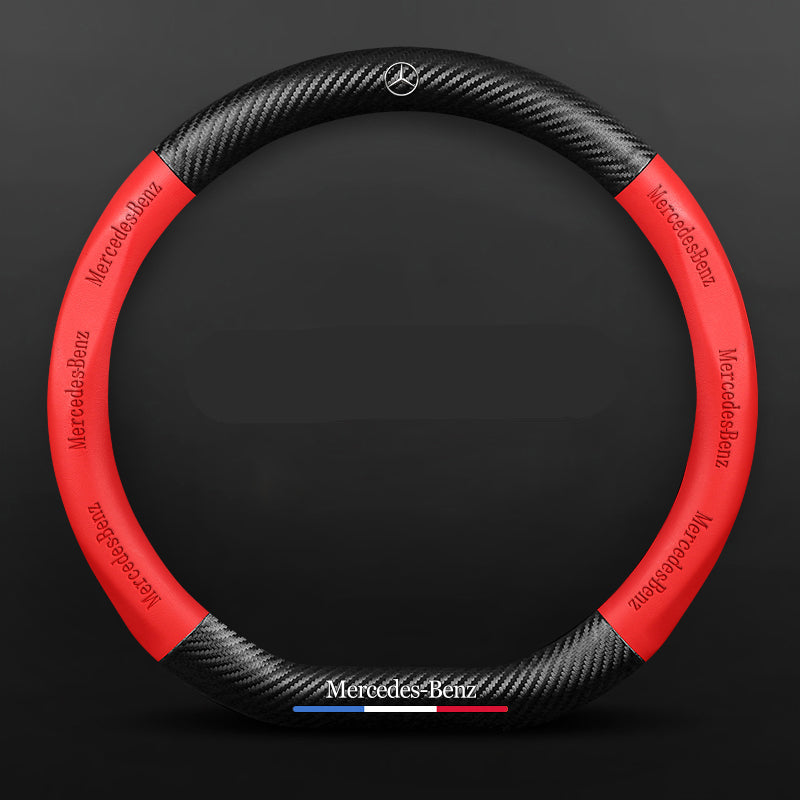 Anti-Rutsch 3D Prägung Kohlefaser Leder Auto Lenkradbezug Universelle Passform