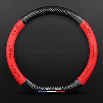 Anti-Rutsch 3D Prägung Kohlefaser Leder Auto Lenkradbezug Universelle Passform