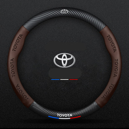 Anti-Rutsch 3D Prägung Kohlefaser Leder Auto Lenkradbezug Universelle Passform