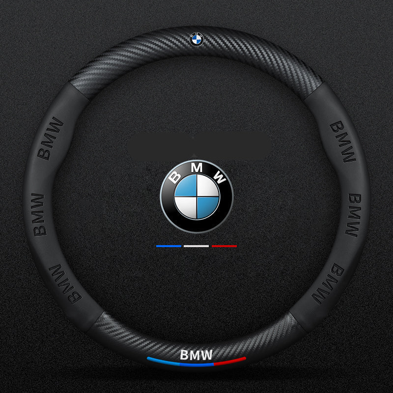 Anti-Rutsch 3D Prägung Kohlefaser Leder Auto Lenkradbezug Universelle Passform
