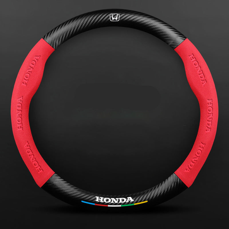 Anti-Rutsch 3D Prägung Kohlefaser Leder Auto Lenkradbezug Universelle Passform