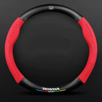 Anti-Rutsch 3D Prägung Kohlefaser Leder Auto Lenkradbezug Universelle Passform