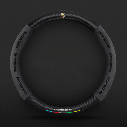 Anti-Rutsch 3D Prägung Kohlefaser Leder Auto Lenkradbezug Universelle Passform