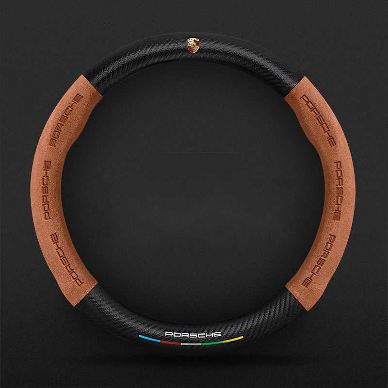 Anti-Rutsch 3D Prägung Kohlefaser Leder Auto Lenkradbezug Universelle Passform