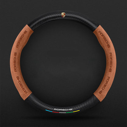 Anti-Rutsch 3D Prägung Kohlefaser Leder Auto Lenkradbezug Universelle Passform