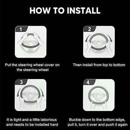 Anti-Rutsch 3D Prägung Kohlefaser Leder Auto Lenkradbezug Universelle Passform