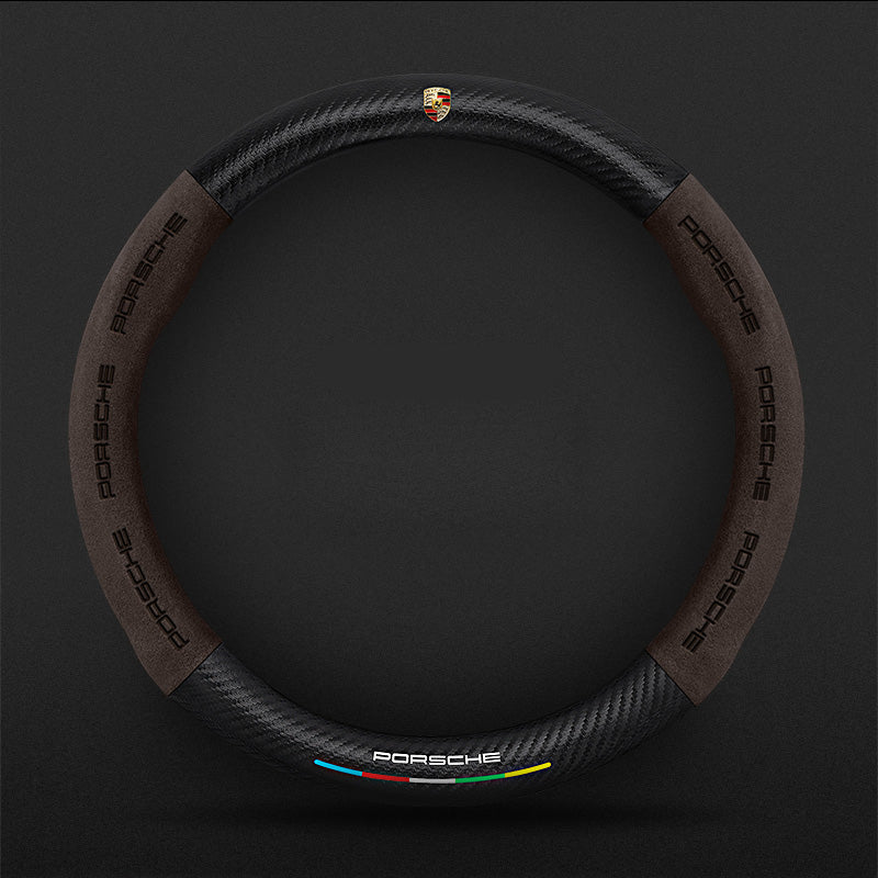 Anti-Rutsch 3D Prägung Kohlefaser Leder Auto Lenkradbezug Universelle Passform