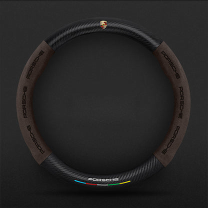 Anti-Rutsch 3D Prägung Kohlefaser Leder Auto Lenkradbezug Universelle Passform