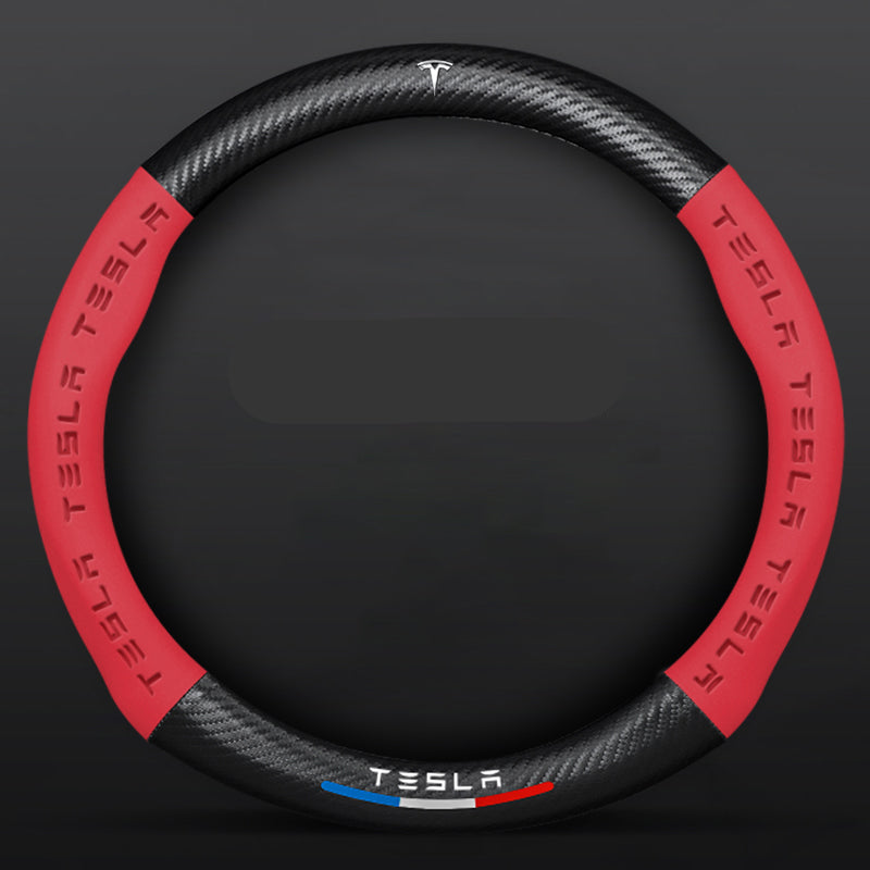 Anti-Rutsch 3D Prägung Kohlefaser Leder Auto Lenkradbezug Universelle Passform