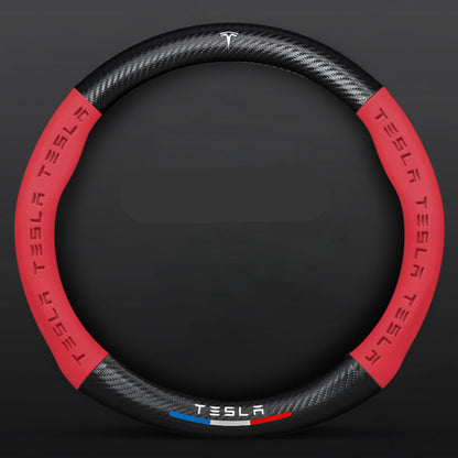 Anti-Rutsch 3D Prägung Kohlefaser Leder Auto Lenkradbezug Universelle Passform