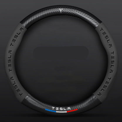 Anti-Rutsch 3D Prägung Kohlefaser Leder Auto Lenkradbezug Universelle Passform