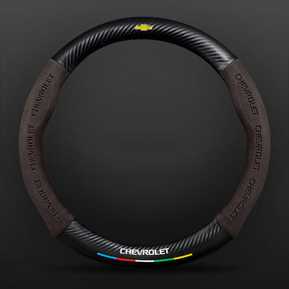 Anti-Rutsch 3D Prägung Kohlefaser Leder Auto Lenkradbezug Universelle Passform