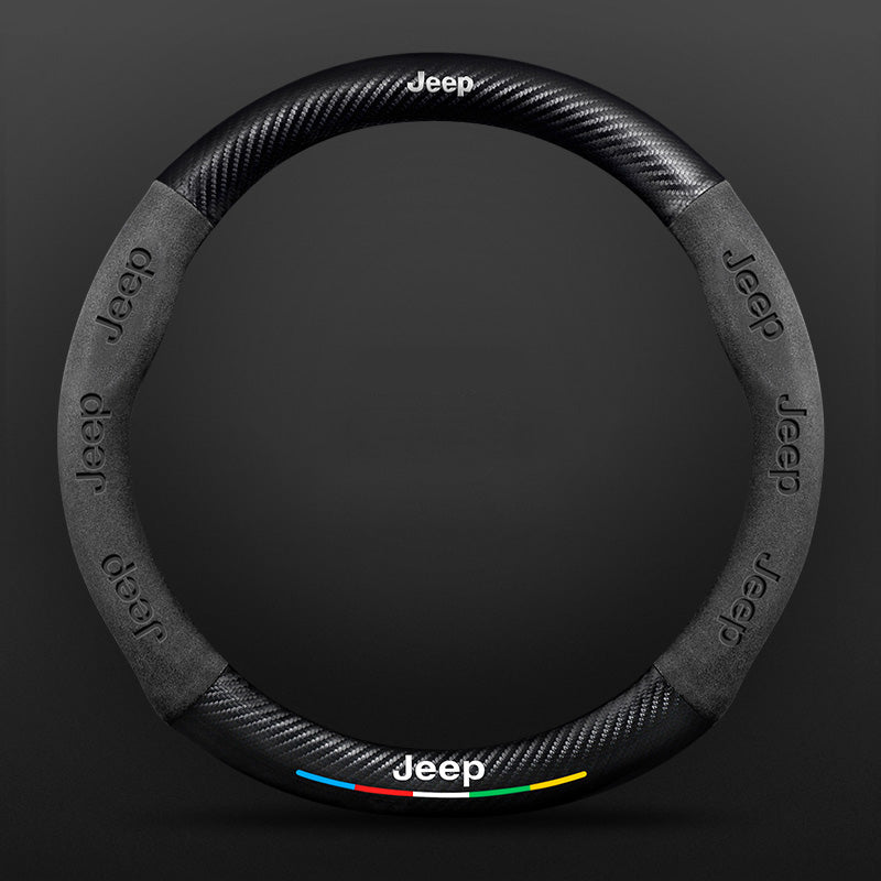 Anti-Rutsch 3D Prägung Kohlefaser Leder Auto Lenkradbezug Universelle Passform