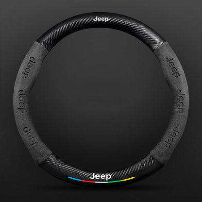 Anti-Rutsch 3D Prägung Kohlefaser Leder Auto Lenkradbezug Universelle Passform