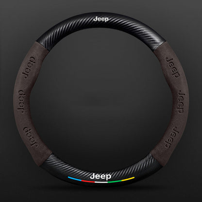 Anti-Rutsch 3D Prägung Kohlefaser Leder Auto Lenkradbezug Universelle Passform