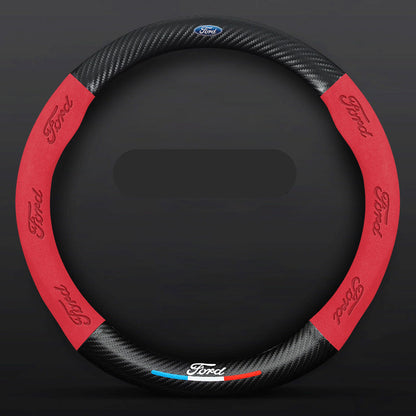 Anti-Rutsch 3D Prägung Kohlefaser Leder Auto Lenkradbezug Universelle Passform