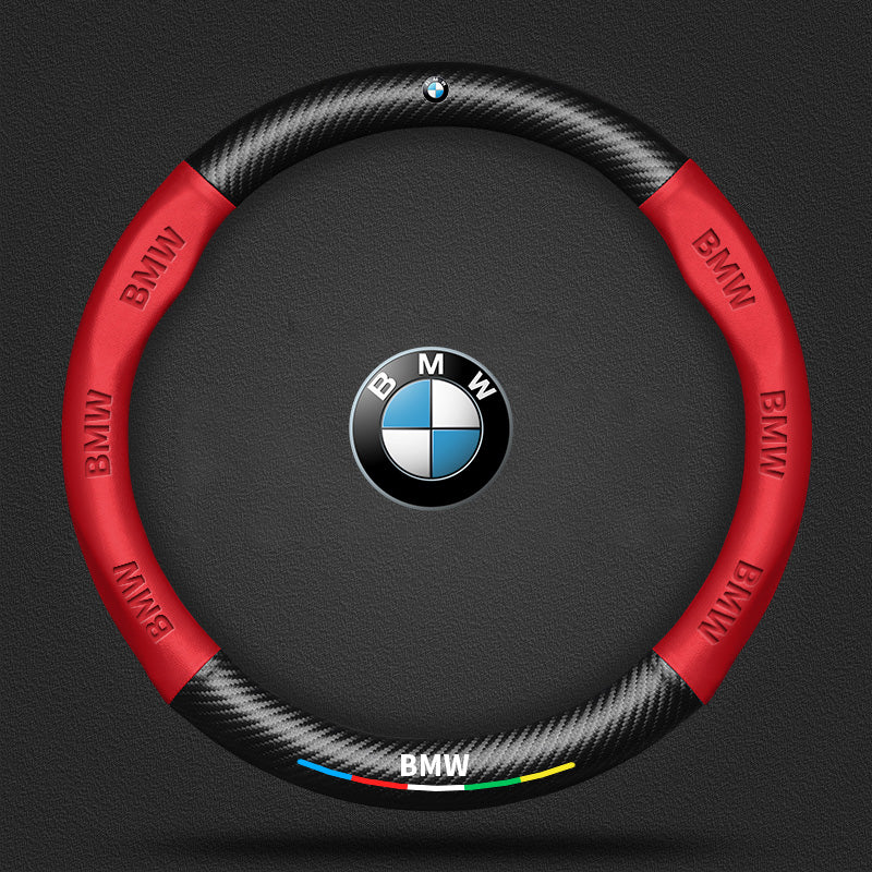 Anti-Rutsch 3D Prägung Kohlefaser Leder Auto Lenkradbezug Universelle Passform