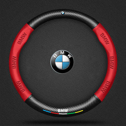 Anti-Rutsch 3D Prägung Kohlefaser Leder Auto Lenkradbezug Universelle Passform