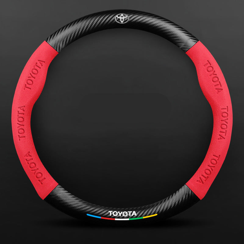 Anti-Rutsch 3D Prägung Kohlefaser Leder Auto Lenkradbezug Universelle Passform