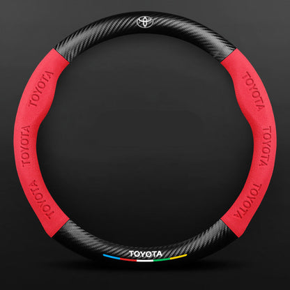 Anti-Rutsch 3D Prägung Kohlefaser Leder Auto Lenkradbezug Universelle Passform