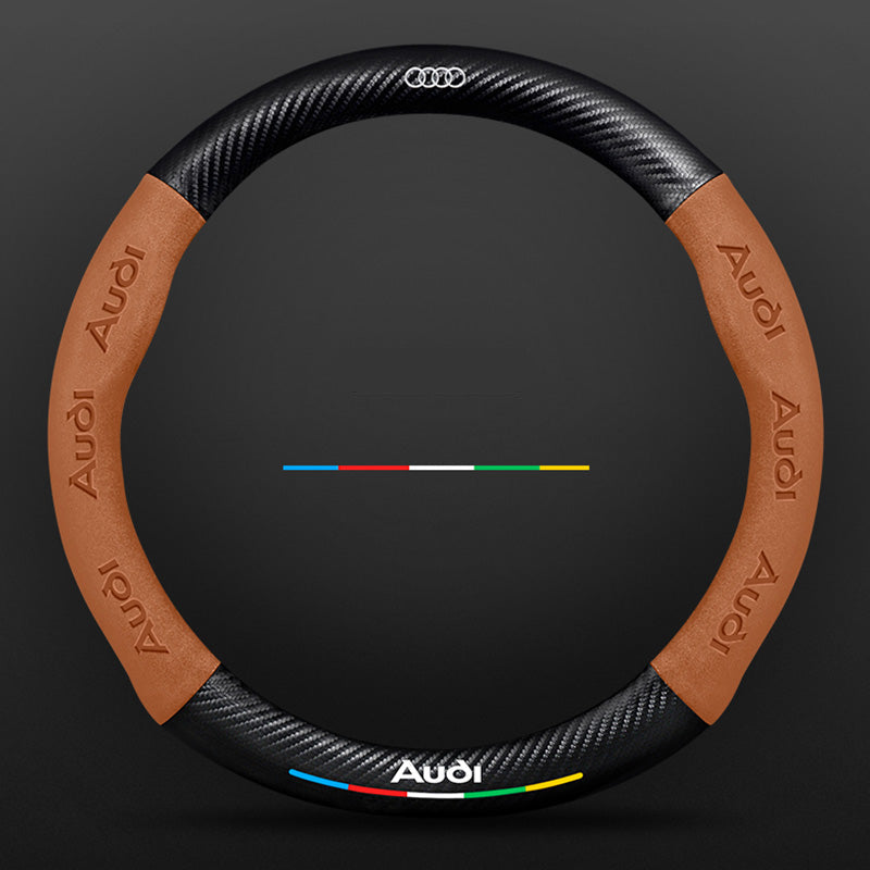 Anti-Rutsch 3D Prägung Kohlefaser Leder Auto Lenkradbezug Universelle Passform