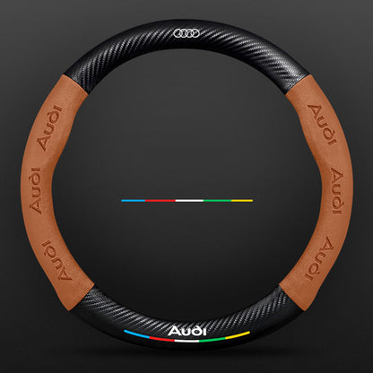 Anti-Rutsch 3D Prägung Kohlefaser Leder Auto Lenkradbezug Universelle Passform