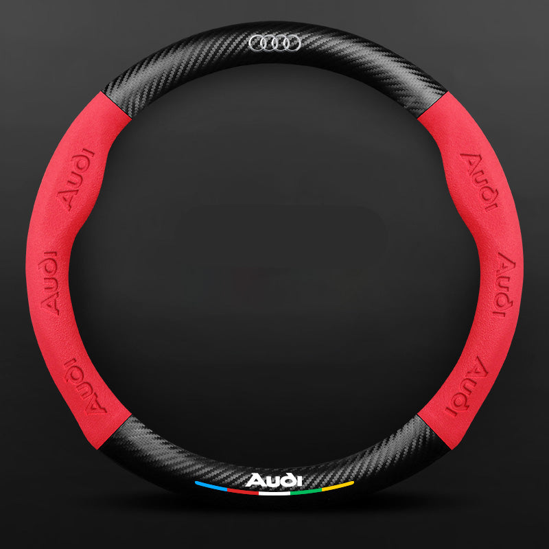 Anti-Rutsch 3D Prägung Kohlefaser Leder Auto Lenkradbezug Universelle Passform