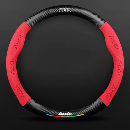 Anti-Rutsch 3D Prägung Kohlefaser Leder Auto Lenkradbezug Universelle Passform