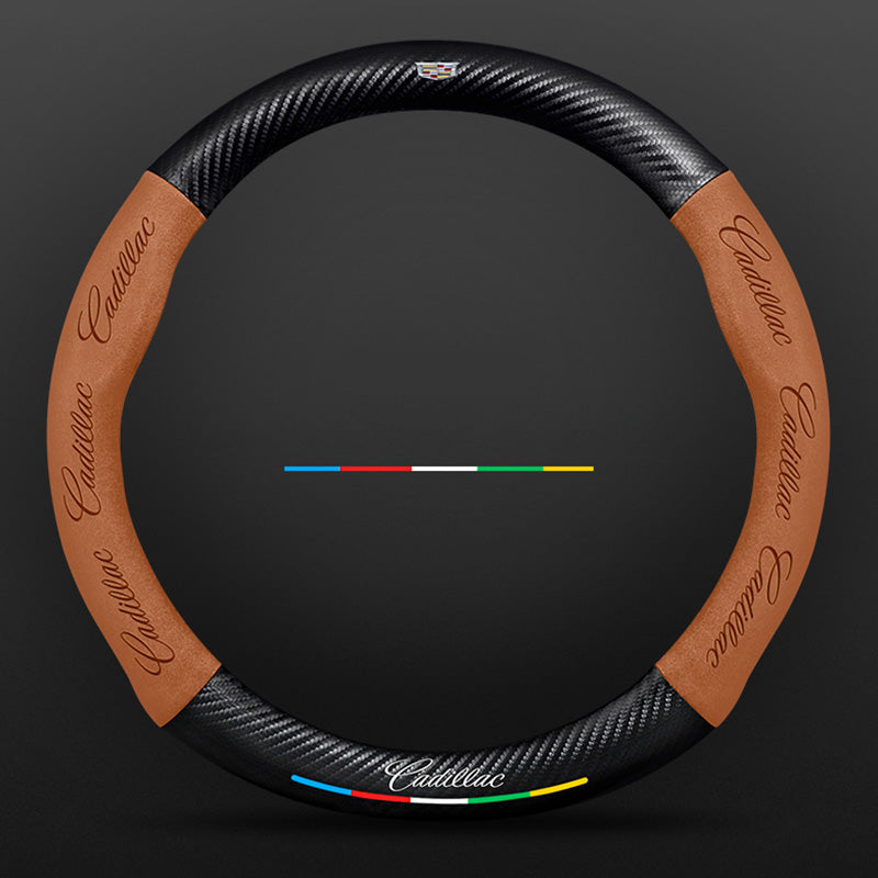 Anti-Rutsch 3D Prägung Kohlefaser Leder Auto Lenkradbezug Universelle Passform