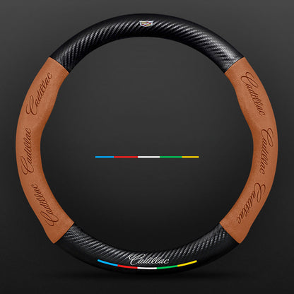 Anti-Rutsch 3D Prägung Kohlefaser Leder Auto Lenkradbezug Universelle Passform