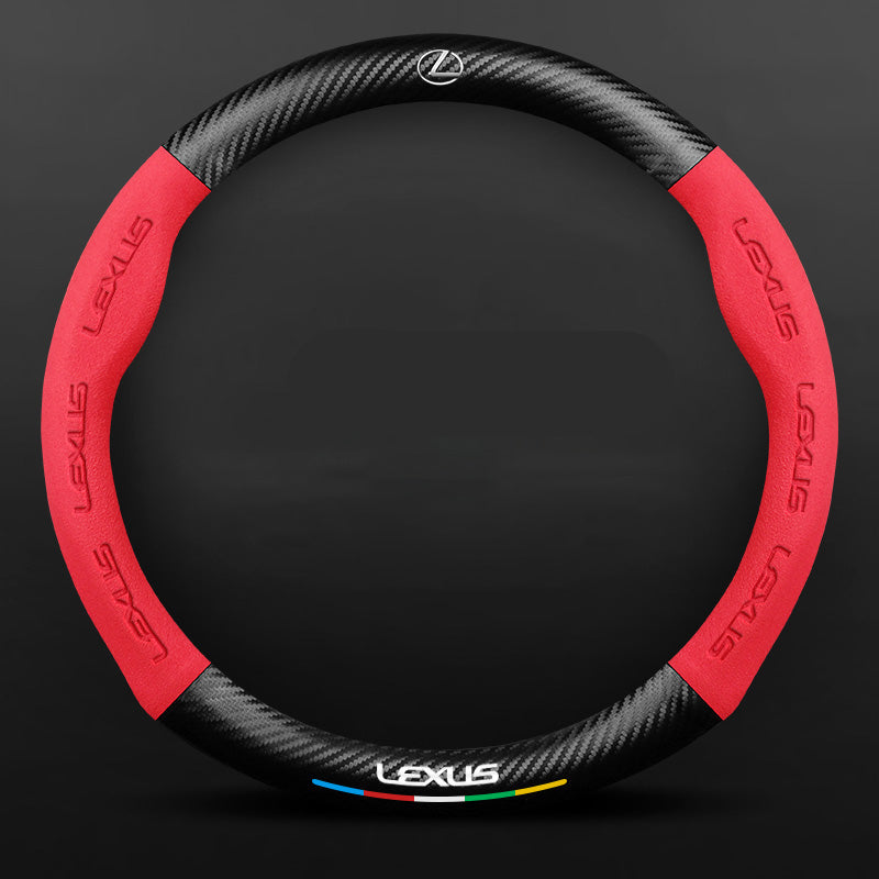 Anti-Rutsch 3D Prägung Kohlefaser Leder Auto Lenkradbezug Universelle Passform