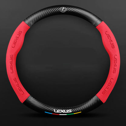 Anti-Rutsch 3D Prägung Kohlefaser Leder Auto Lenkradbezug Universelle Passform