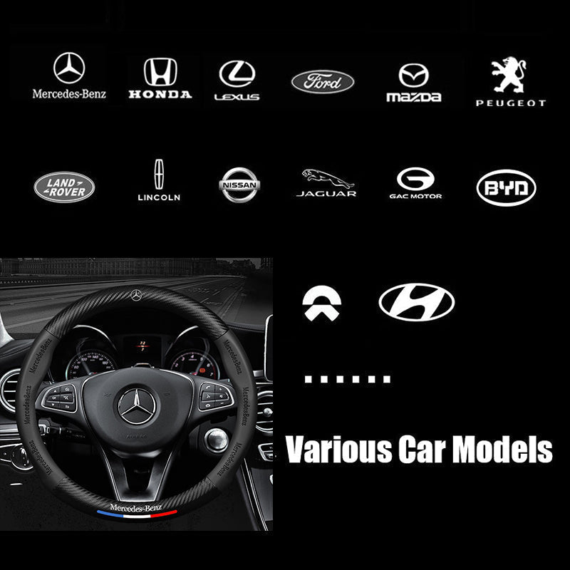 Anti-Rutsch 3D Prägung Kohlefaser Leder Auto Lenkradbezug Universelle Passform