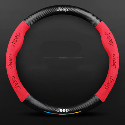 Anti-Rutsch 3D Prägung Kohlefaser Leder Auto Lenkradbezug Universelle Passform