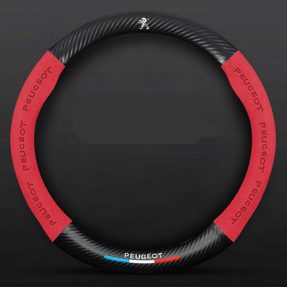 Anti-Rutsch 3D Prägung Kohlefaser Leder Auto Lenkradbezug Universelle Passform