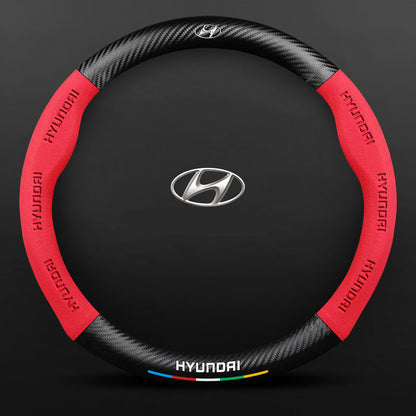 Anti-Rutsch 3D Prägung Kohlefaser Leder Auto Lenkradbezug Universelle Passform