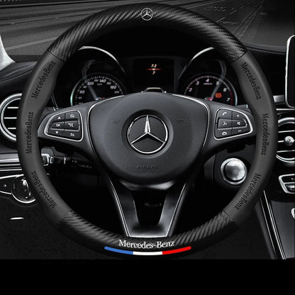Anti-Rutsch 3D Prägung Kohlefaser Leder Auto Lenkradbezug Universelle Passform