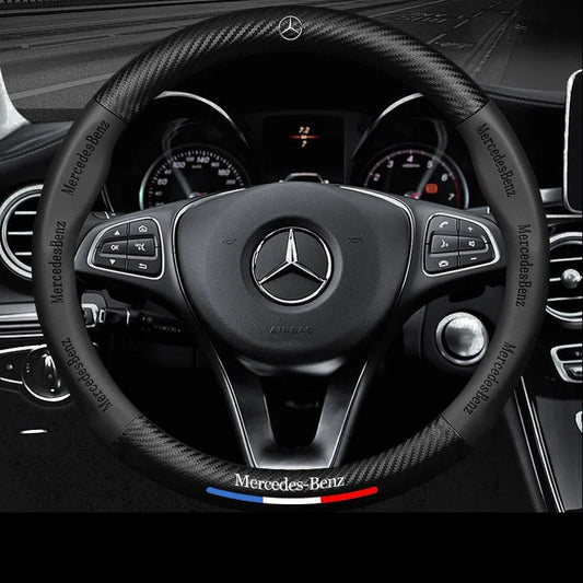 Anti-Rutsch 3D Prägung Kohlefaser Leder Auto Lenkradbezug Universelle Passform