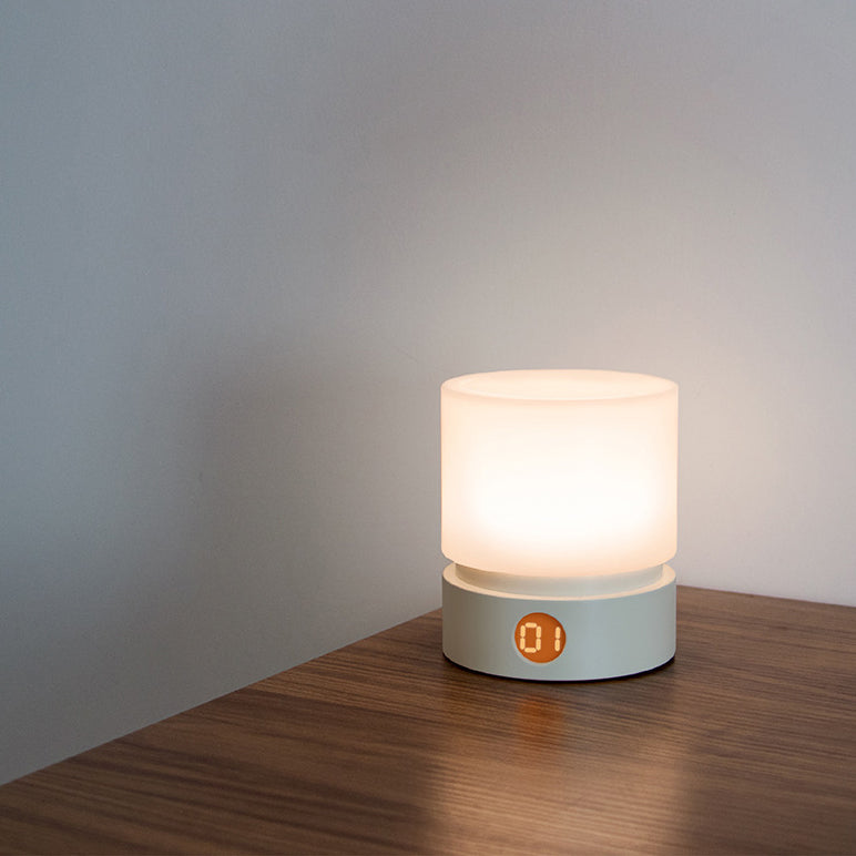 Vivolux | Zeitgenössische nordische Timer wiederaufladbare ABS HIPS Silikonzylinder LED Tischlampe Nachtlicht für Nachttisch