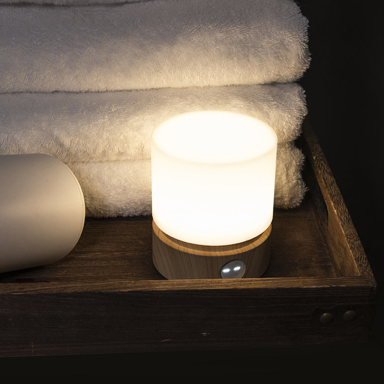 Vivolux | Zeitgenössische nordische Timer wiederaufladbare ABS HIPS Silikonzylinder LED Tischlampe Nachtlicht für Nachttisch