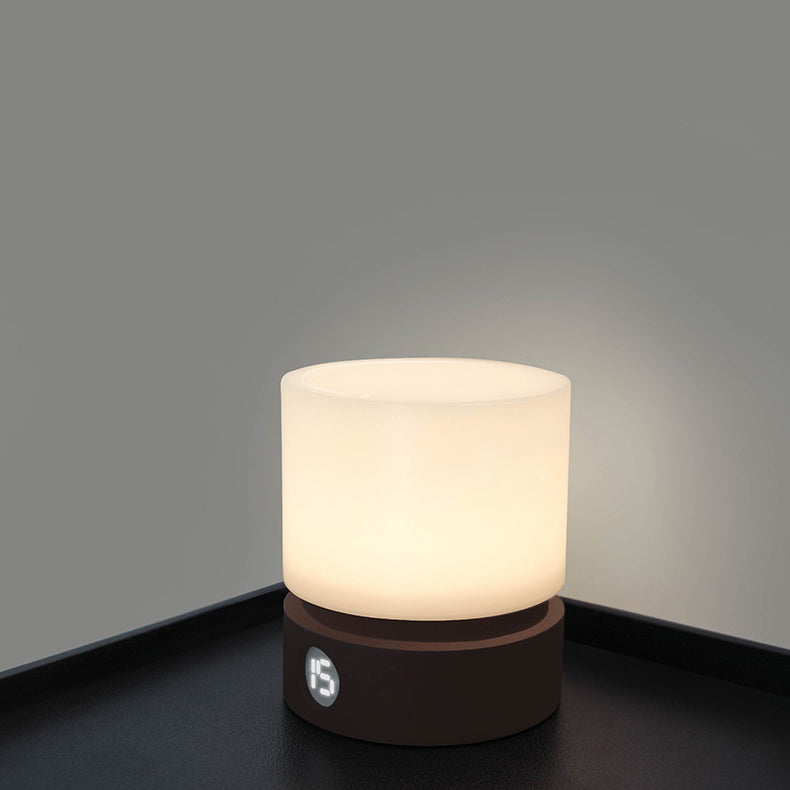 Vivolux | Zeitgenössische nordische Timer wiederaufladbare ABS HIPS Silikonzylinder LED Tischlampe Nachtlicht für Nachttisch