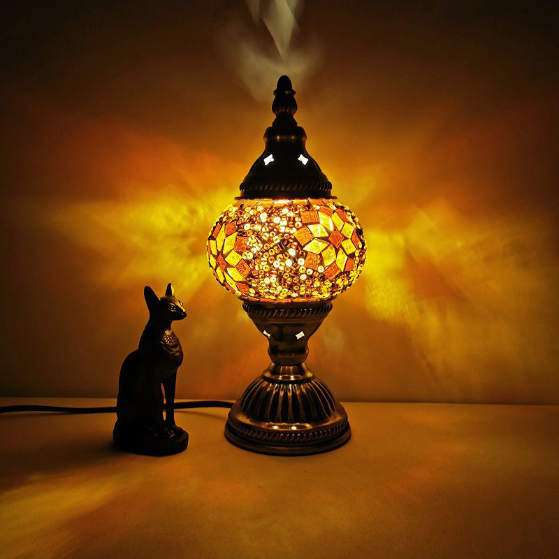Vivolux | Traditionelle Tiffany Oval Glass Iron 1-Licht Tischlampe für das Wohnzimmer