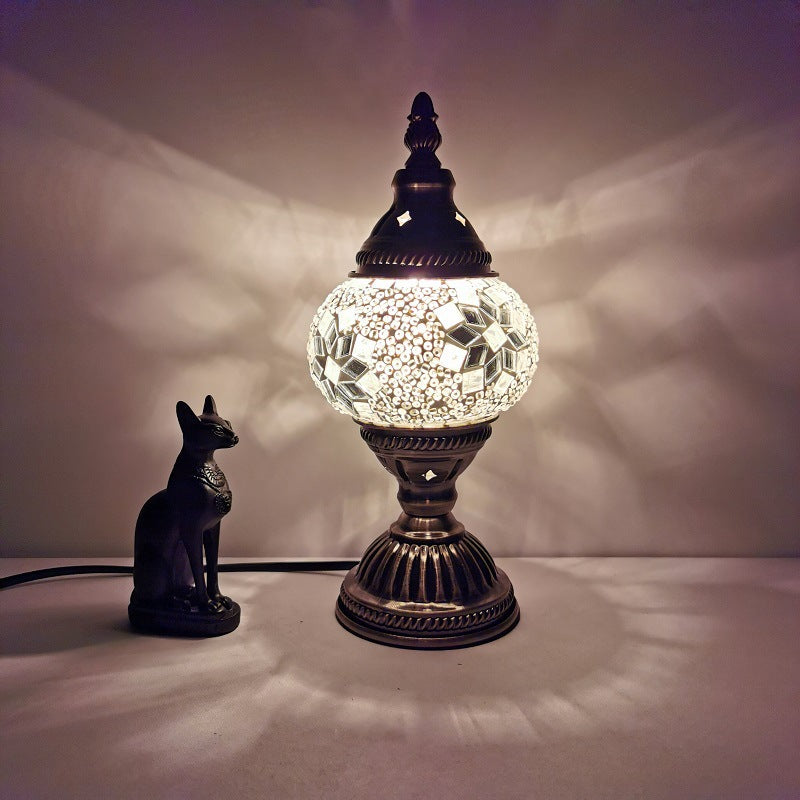 Vivolux | Traditionelle Tiffany Oval Glass Iron 1-Licht Tischlampe für das Wohnzimmer