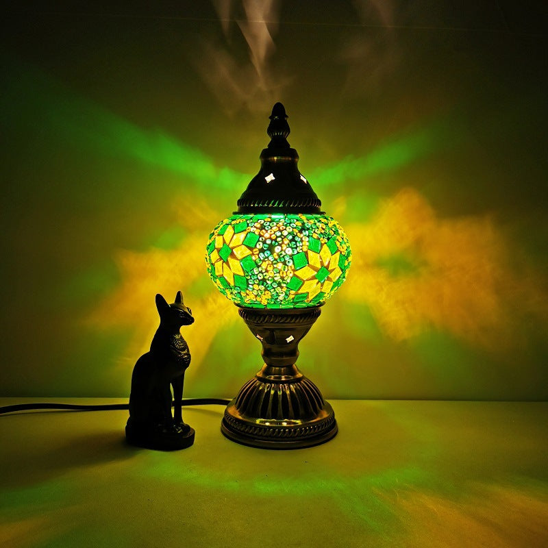 Vivolux | Traditionelle Tiffany Oval Glass Iron 1-Licht Tischlampe für das Wohnzimmer