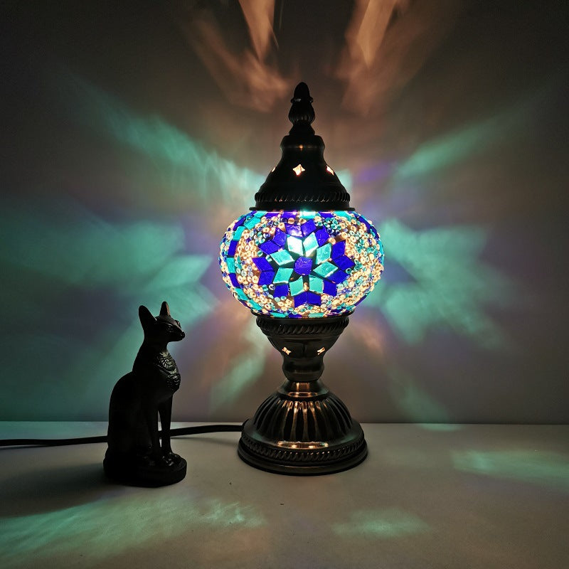 Vivolux | Traditionelle Tiffany Oval Glass Iron 1-Licht Tischlampe für das Wohnzimmer